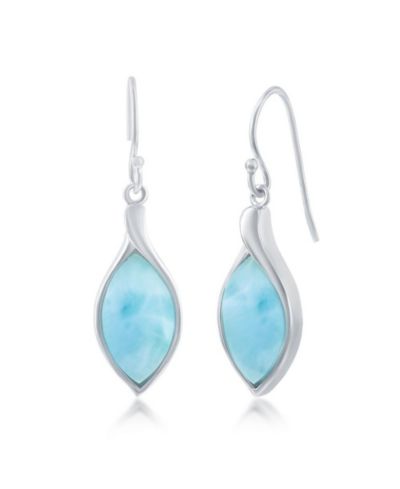 Серьги-подвески Caribbean Treasures Sterling Silver Marquise Larimar Dangle