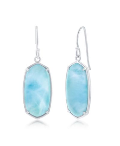 Серьги Caribbean Treasures Sterling Silver Long Hexagon Larimar Dangle