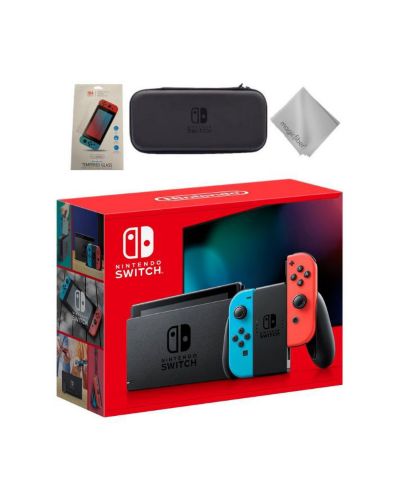 Игровая консоль Switch с контроллерами Joy-Con Neon Blue и комплектом из 3 аксессуаров