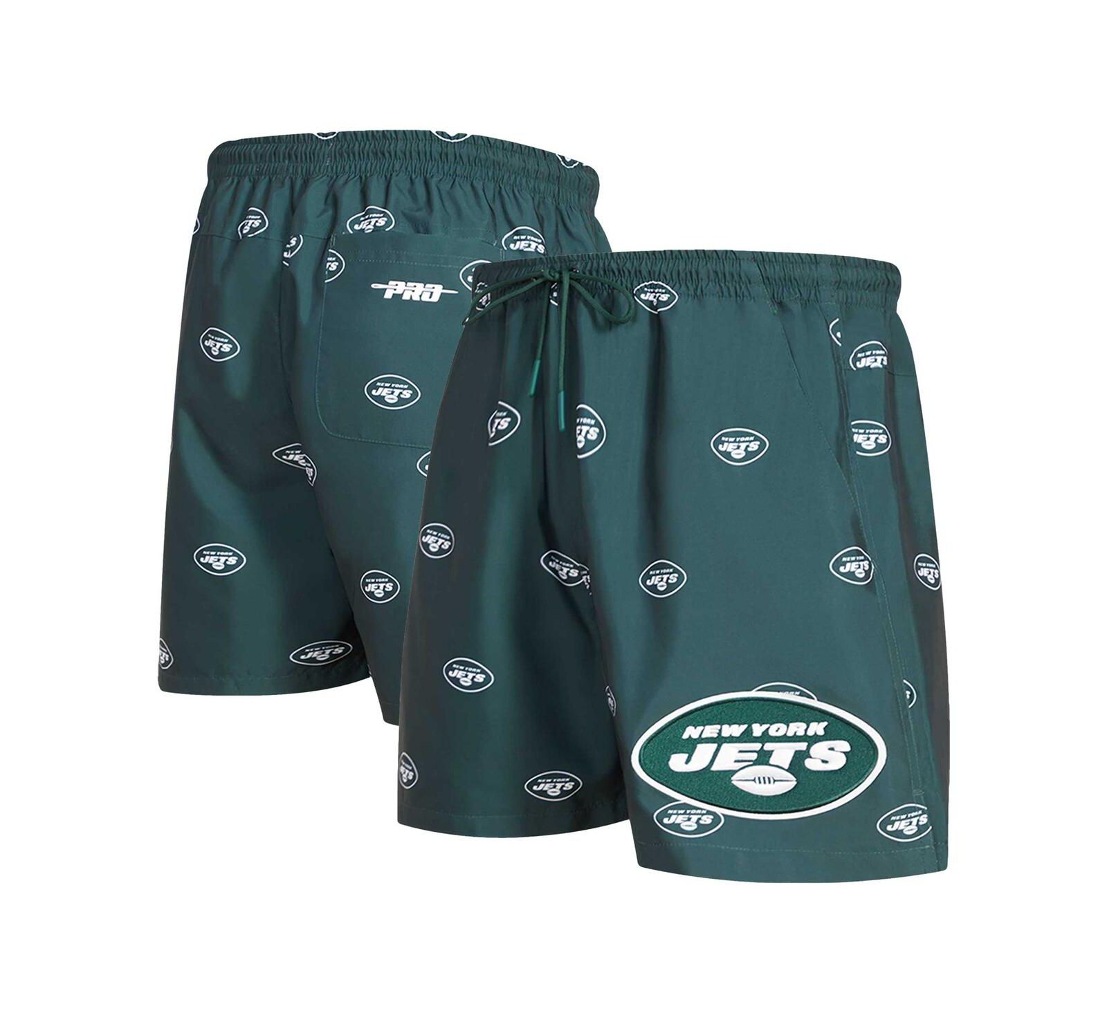 Men's Pro Standard Green New York Jets Allover Print Mini Logo Shorts