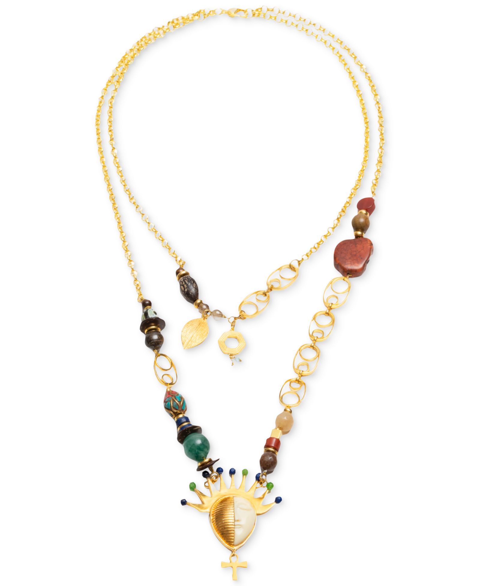 Nectar Nectar New York 18k Gold-Plated Chezerah Two-Row Gemstone Statement 32" ожерелье