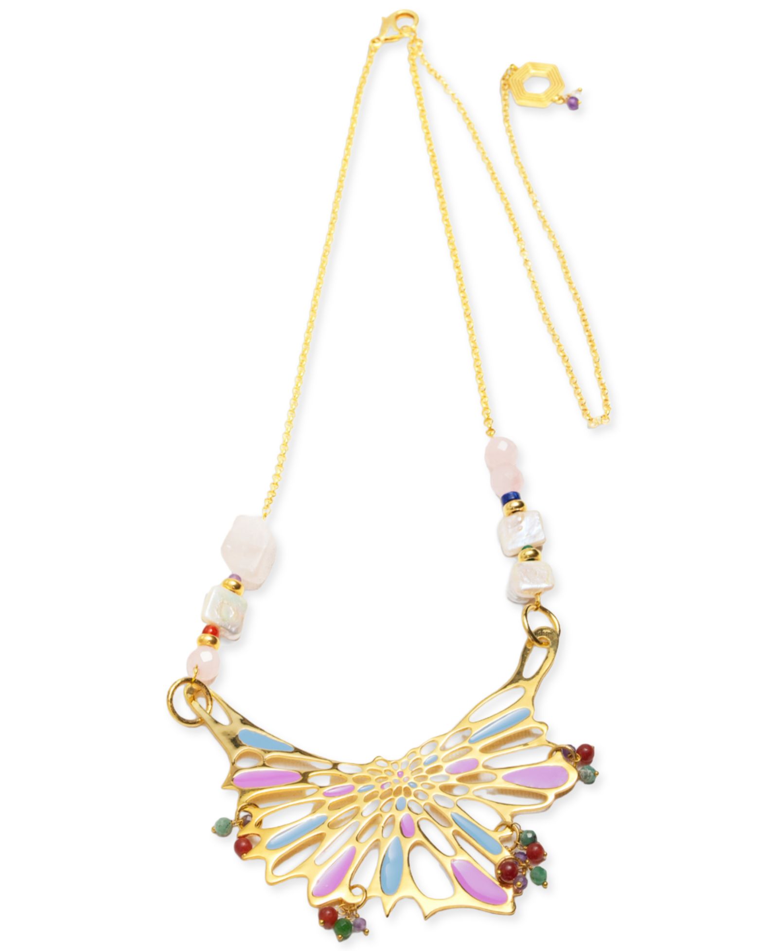 Массивное ожерелье Nectar Nectar New York с драгоценными камнями и позолотой 18k, 40" + 10" удлинитель