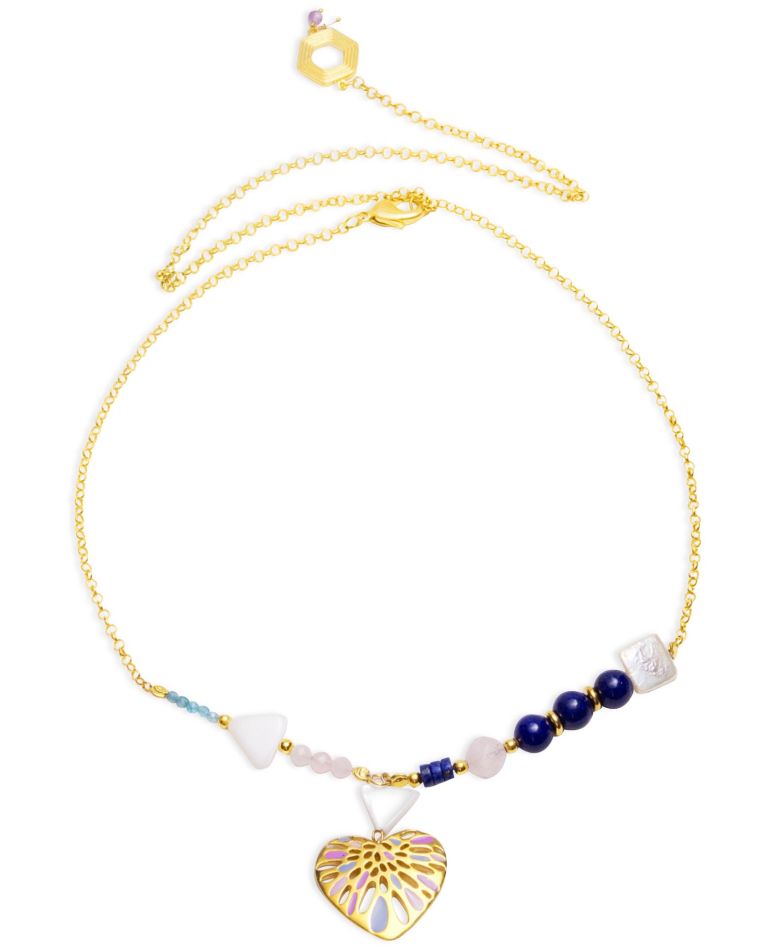 Nectar Nectar подвеска-кулон Heart с инкрустацией из драгоценных камней 18k Gold-Plated 36" + 10" extender