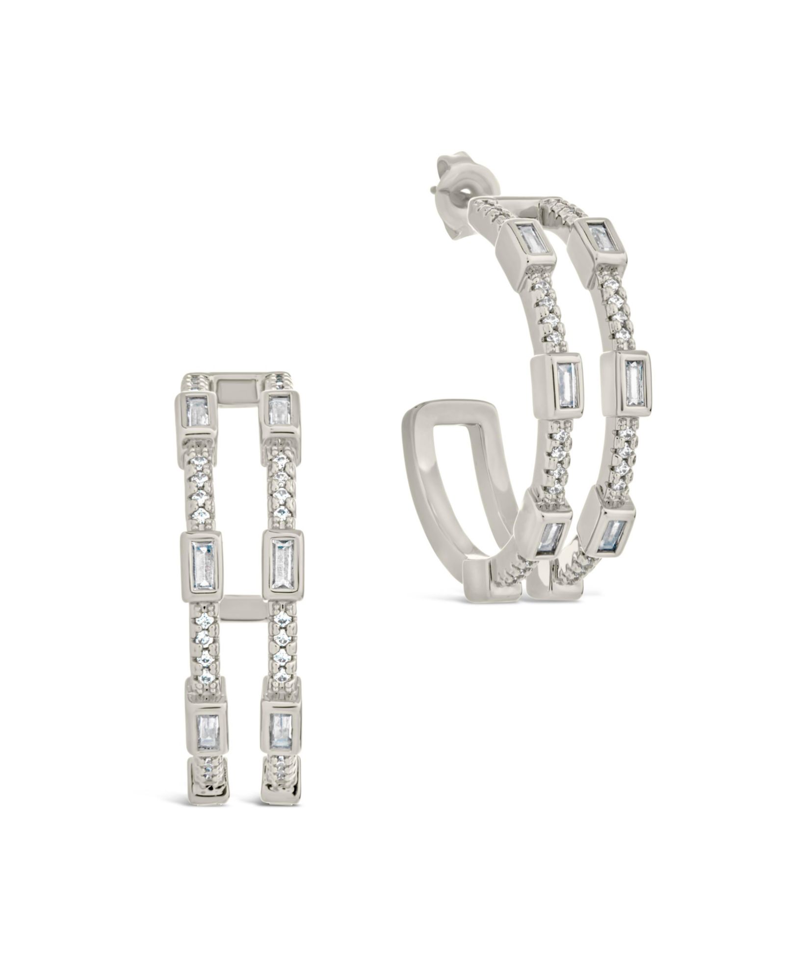 Серьги-кольца Sterling Forever Neah с фианитами
