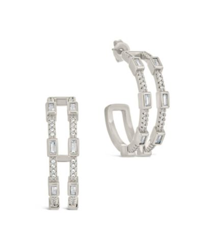 Серьги-кольца Sterling Forever Neah с фианитами