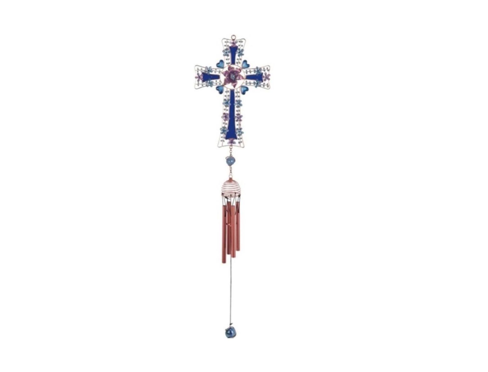 Музыка ветра FC Design Blue Cross длиной 26" с камнем