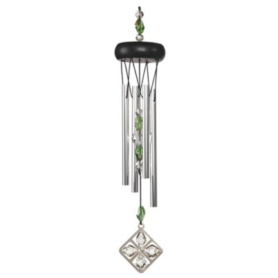 FC Design 15" Long Green Wooden Top Gem Wind Chime Home Decor Perfect Gift for House Warming, Holidays and Birthdays