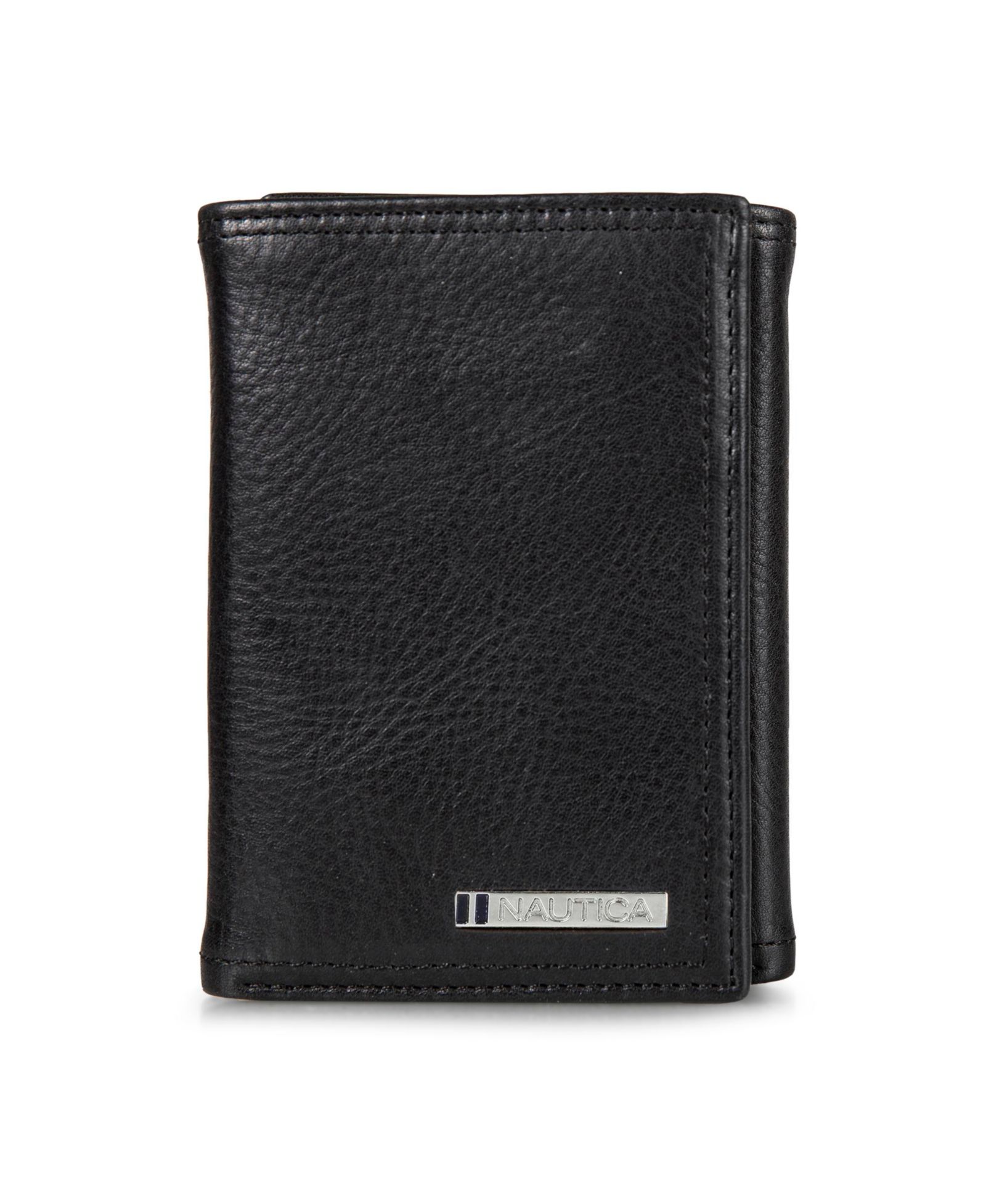 Nautica Men's Enameled Logo Leather Trifold Wallet