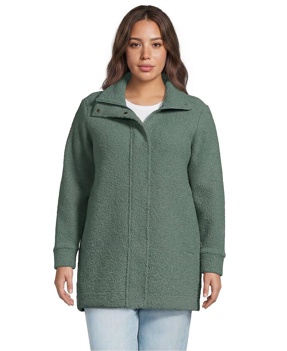 Lands' End Plus Size Boucle Fleece Coat