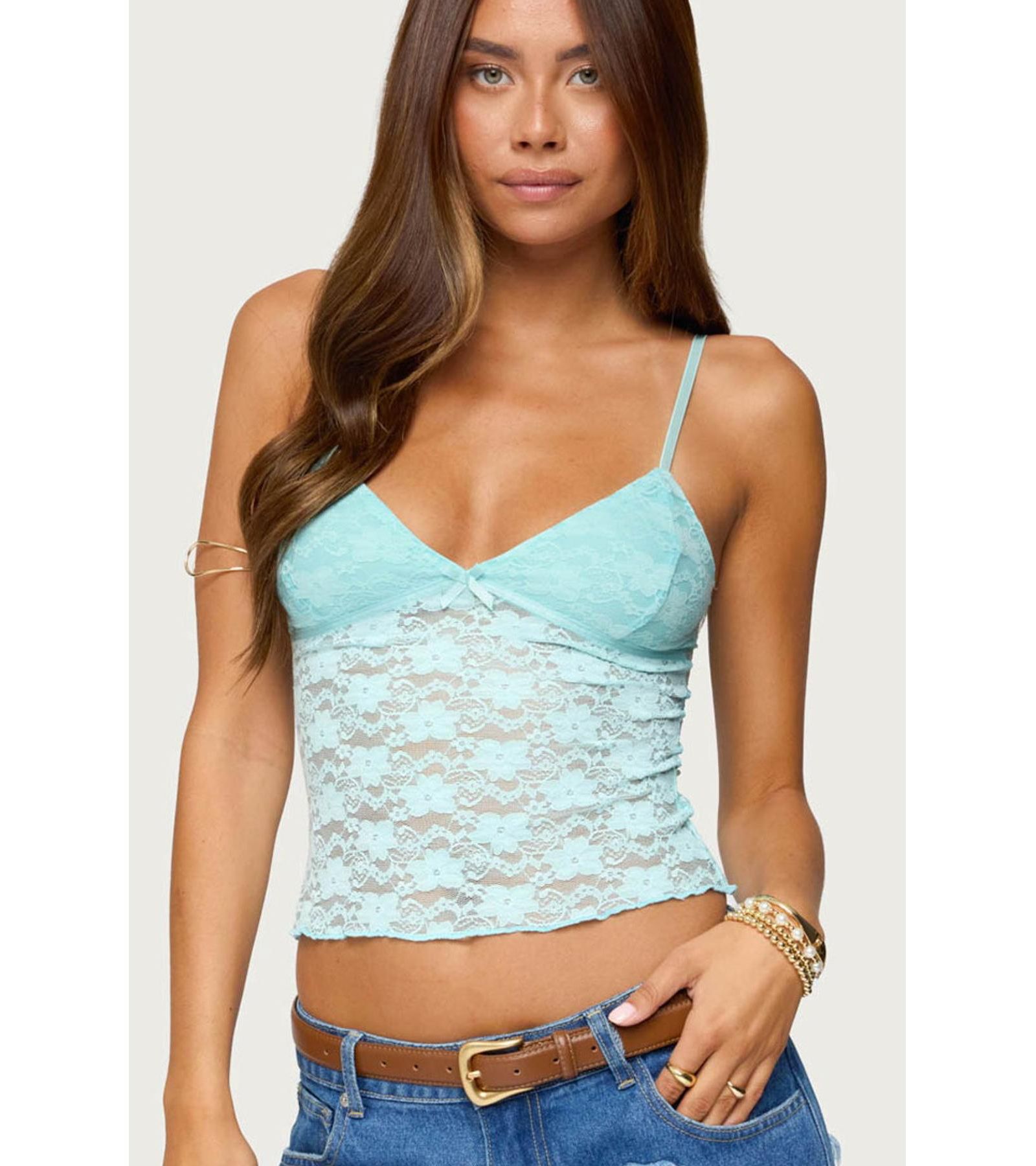 Edikted Women's Eira Sheer Lace Tank Top