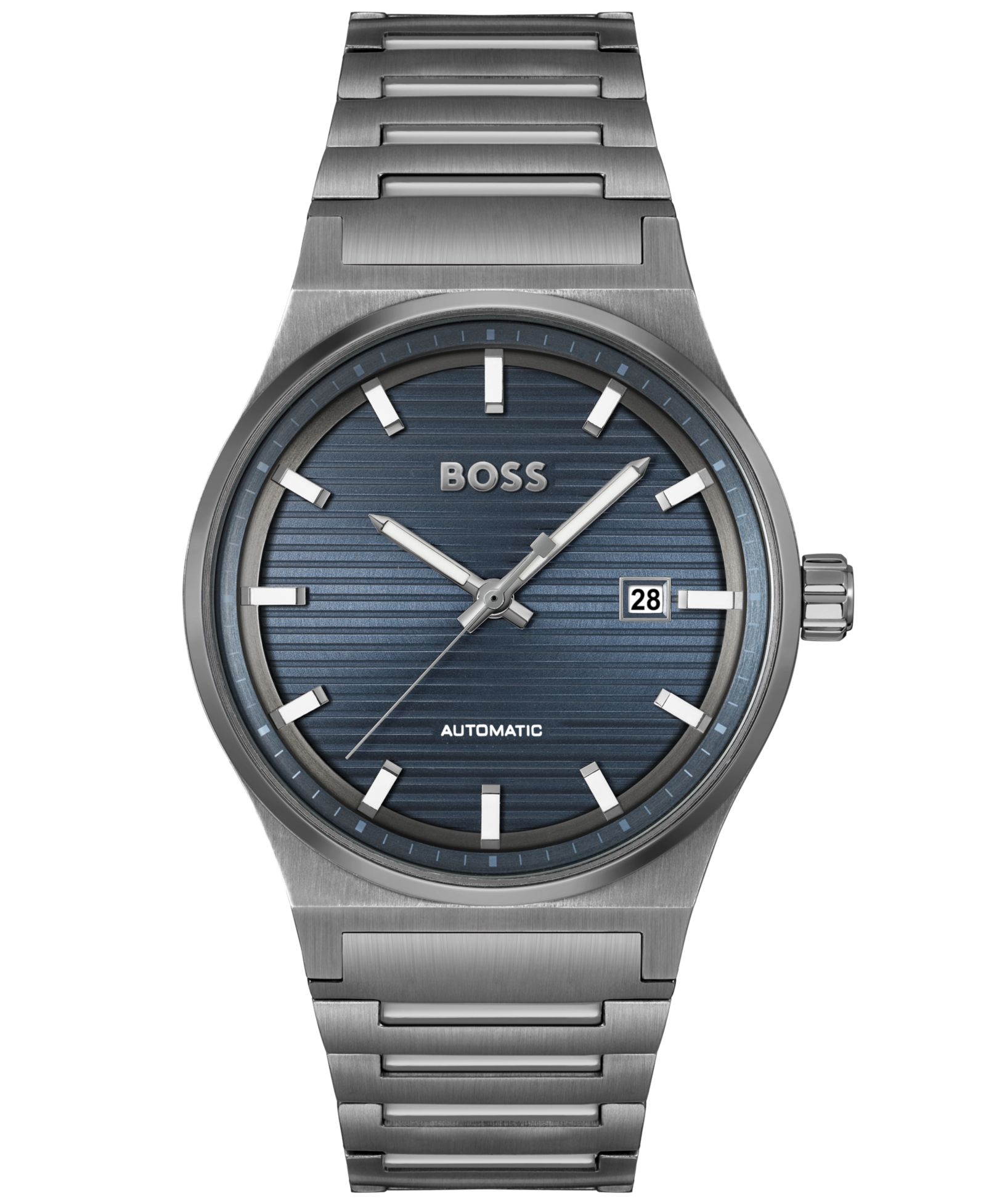 HUGO BOSS Men's Candor Auto Automatic Ionic Plated Gray Steel Watch 41mm
