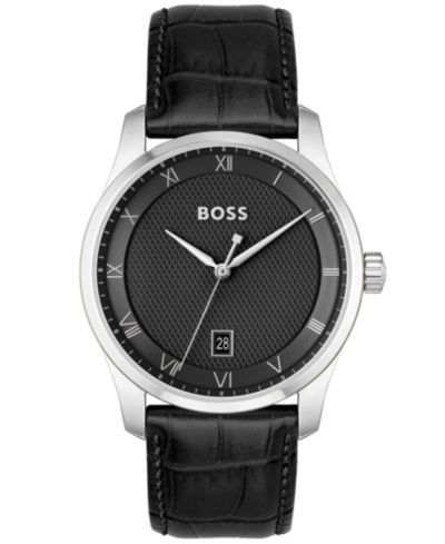 Мужские часы Hugo Boss Principle Quartz Black Leather 41mm
