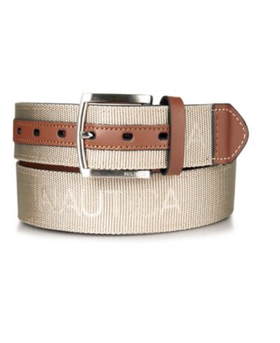 Мужской кожаный ремень Nautica с логотипом Signature Webbing