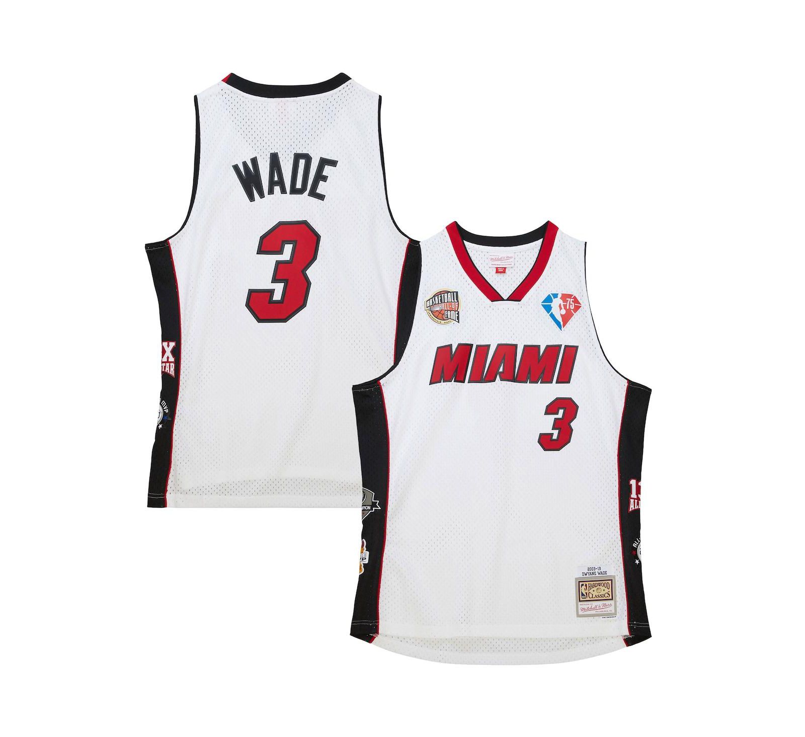 Men's and Women's Mitchell & Ness Dwyane Wade White Miami Heat Hall of Fame Class of 2023 Throwback Swingman Jersey