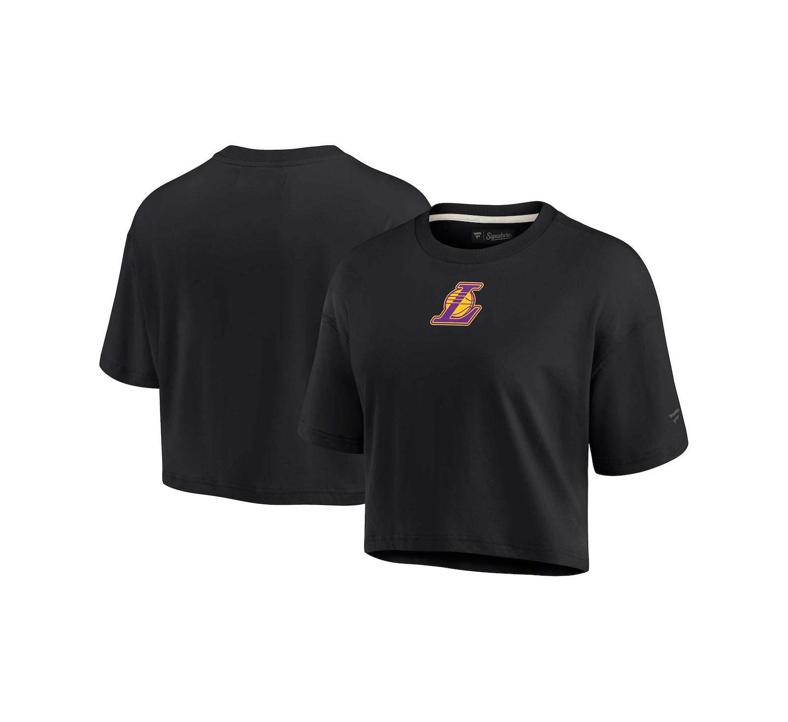 Women's Fanatics Signature Black Los Angeles Lakers Super Soft Boxy Cropped T-shirt