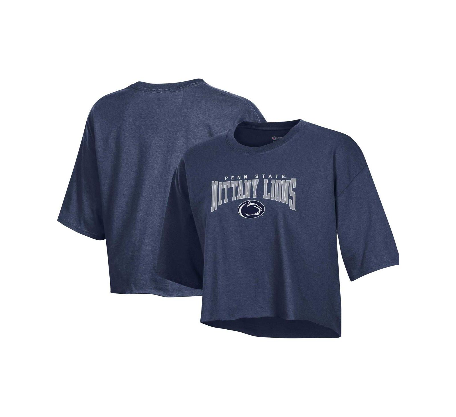 Women's Champion Heather Navy Penn State Nittany Lions Boyfriend Cropped T-shirt