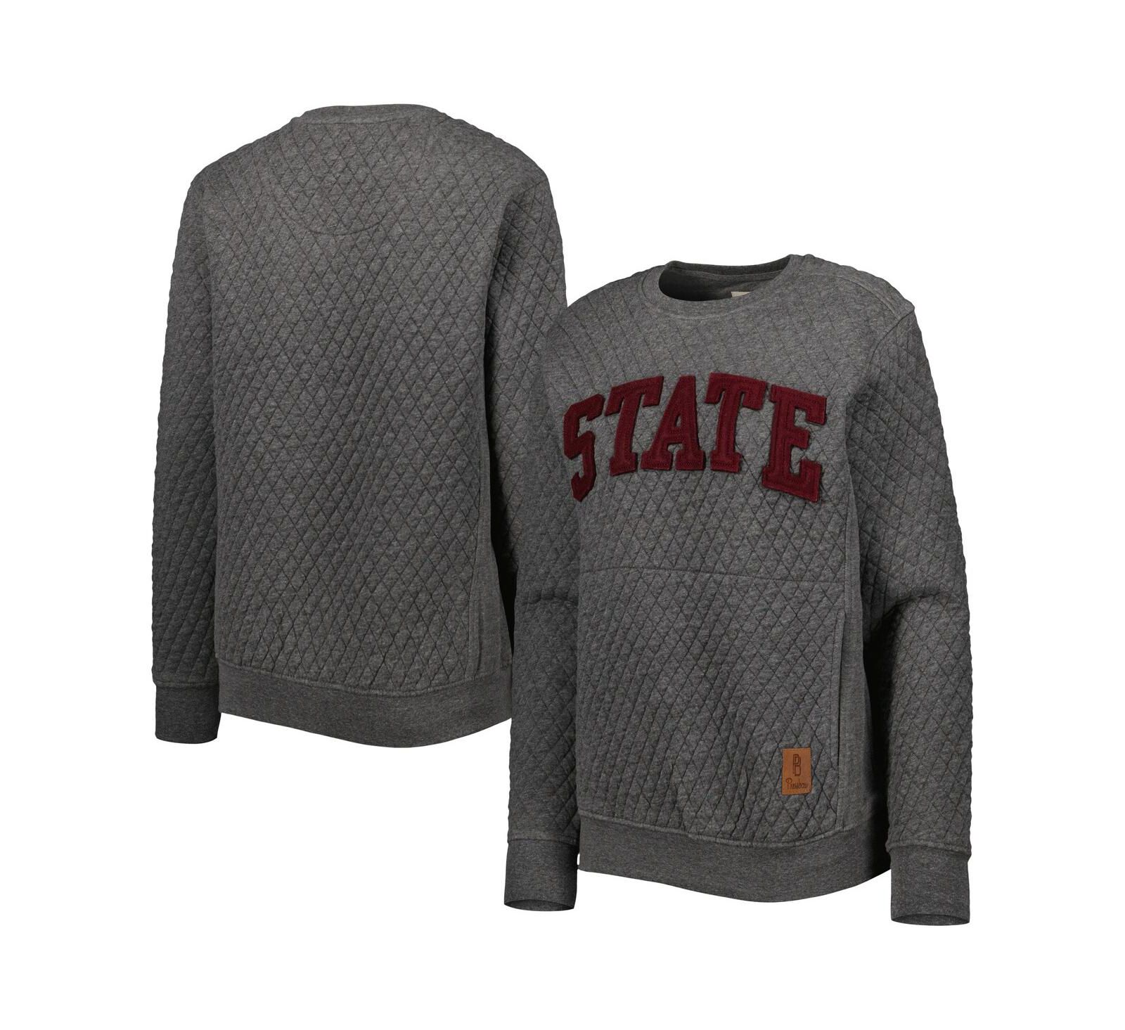 Женская толстовка Pressbox Heather Charcoal Mississippi State Bulldogs Moose стеганая
