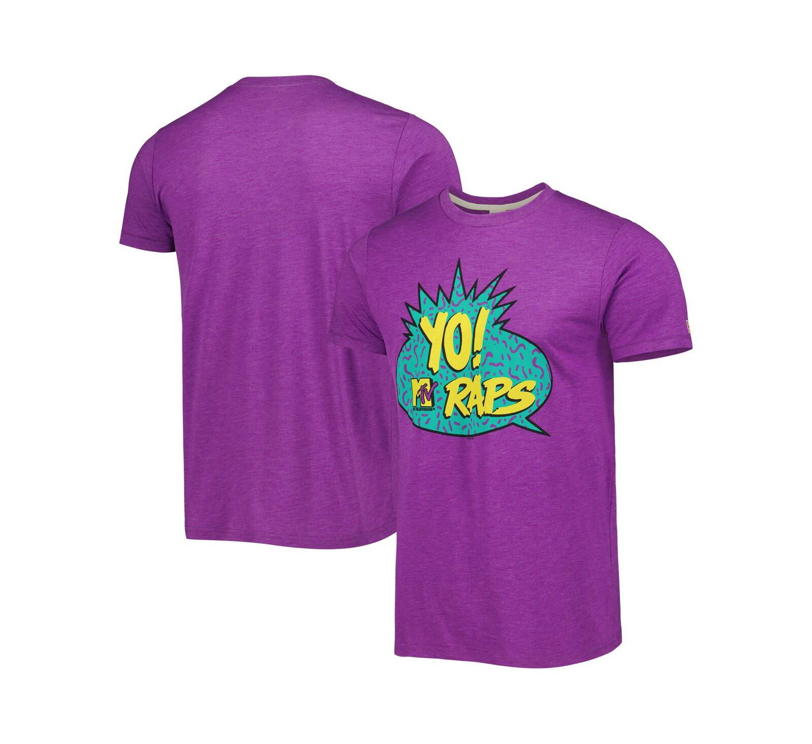 Мужская и женская футболка Homage Purple Yo! MTV Raps, Tri-Blend