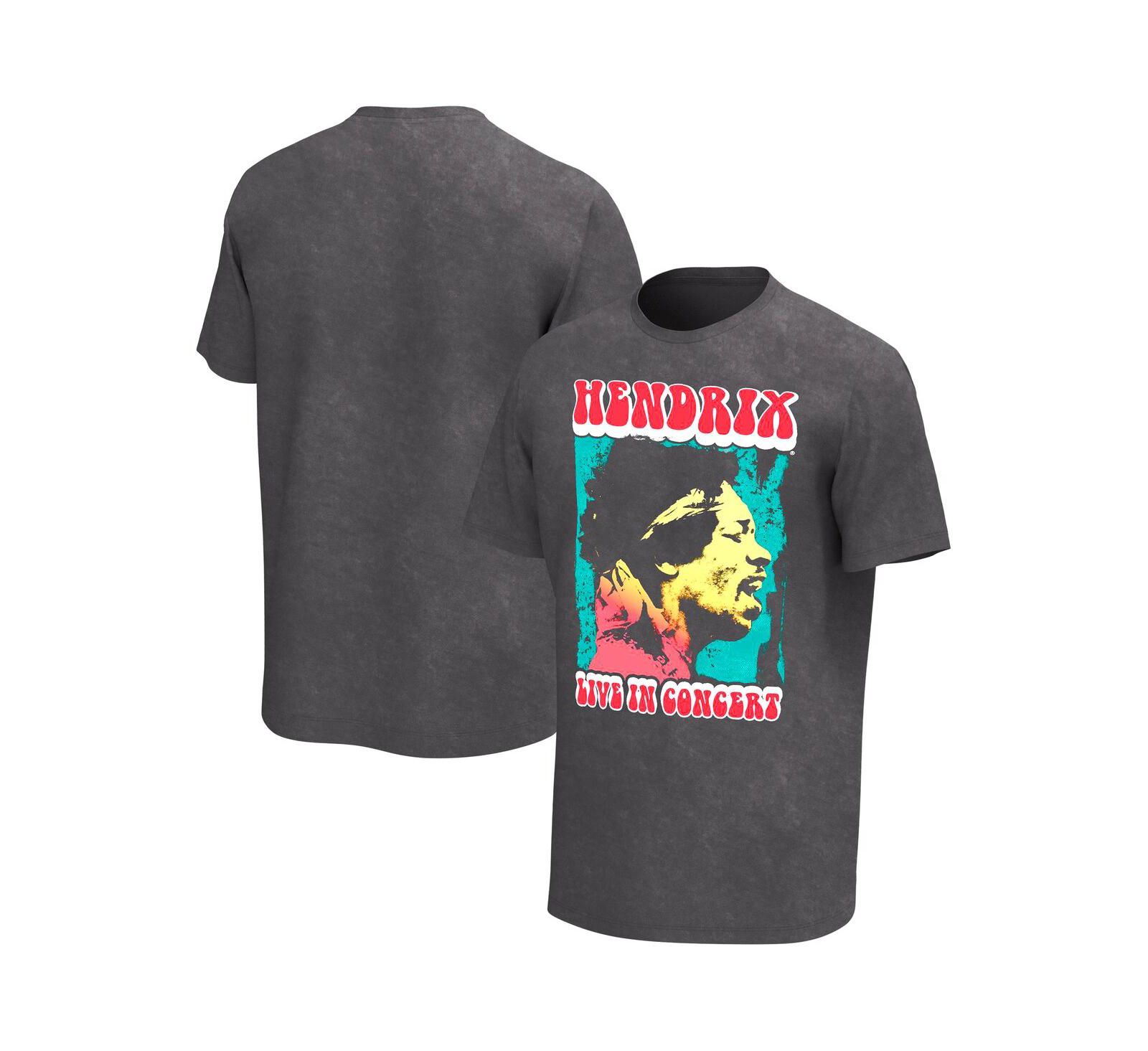 Men's Black Jimi Hendrix Live In Concert Washed Graphic T-shirt