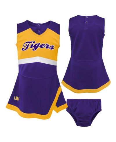 Girls Toddler Purple, Gold LSU Tigers Two-Piece Cheer Captain Jumper Dress and Bloomers Set