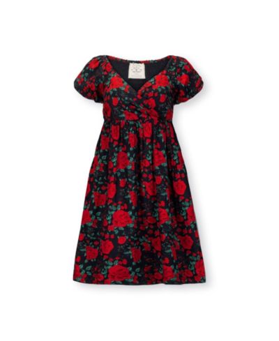 Hope & Henry Women's Hope and Henry Puff Sleeve Crossover Party Dress