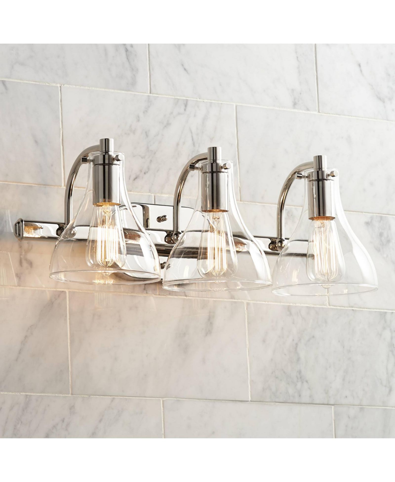 Настенный светильник Possini Euro Design Sorren Industrial Modern с 3 лампами и изогнутым прозрачным стеклом 20.5"