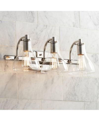 Настенный светильник Possini Euro Design Sorren Industrial Modern с 3 лампами и изогнутым прозрачным стеклом 20.5"