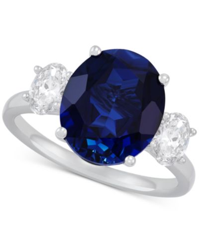 Grown With Love Кольцо с сапфиром (5-5/8 ct. t.w.) и бриллиантом (3/8 ct. t.w.) в 14k White Gold