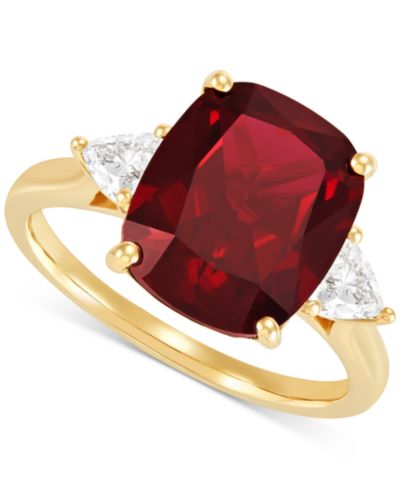 Grown With Love кольцо Statement с выращенным рубином (7-1/4 ct. t.w.) и выращенным бриллиантом (3/8 ct. t.w.) в 14k золоте