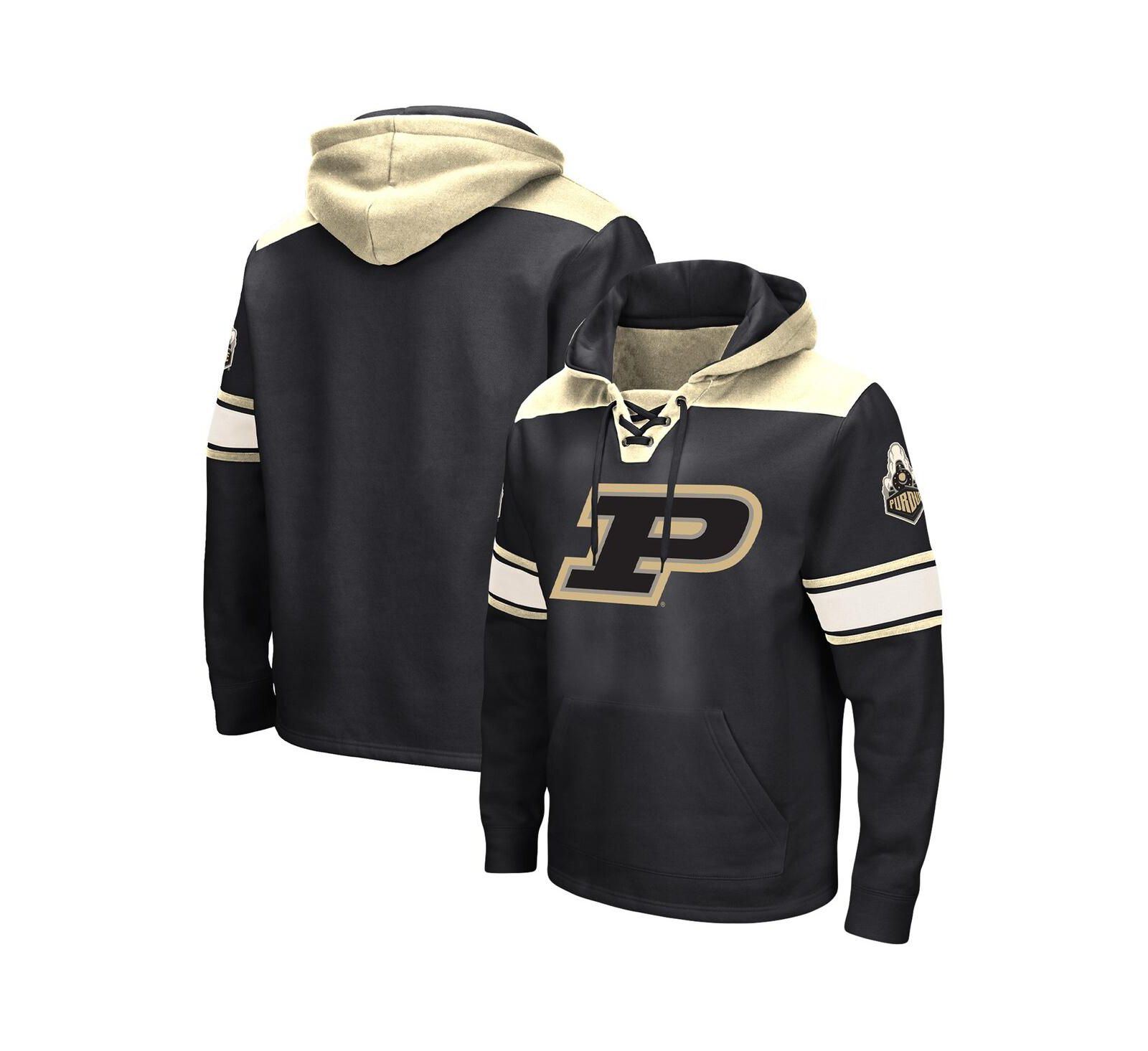 Мужское худи Colosseum Black Purdue Boilermakers Big and Tall Hockey Lace-Up Pullover