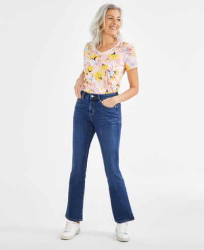 Женские джинсы Style & Co Petite Mid-Rise Curvy Bootcut, Petite & Petite Short