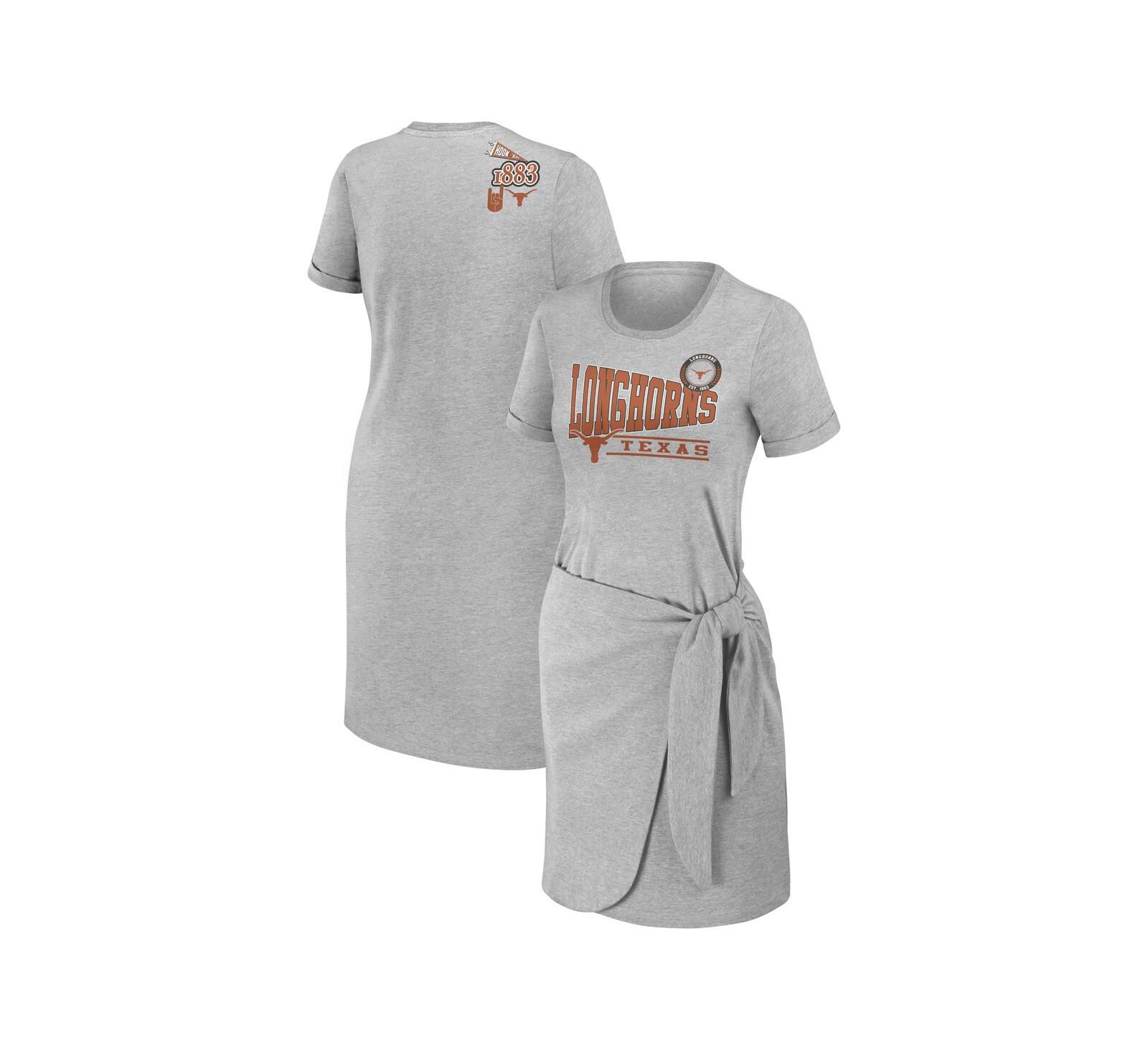 Женское трикотажное платье WEAR by Erin Andrews Heather Gray Texas Longhorns с узлом