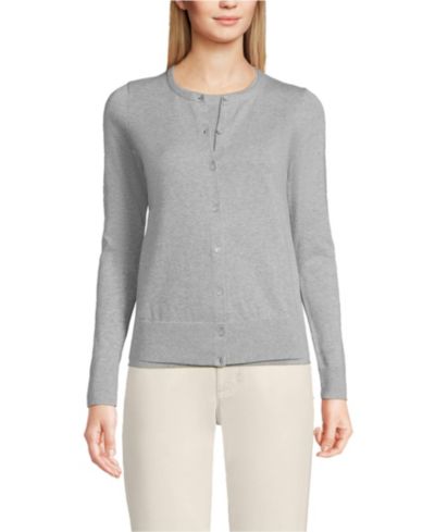 Lands' End Women's Fine Gauge Cotton Cardigan Sweater