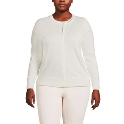 Lands' End Plus Size Fine Gauge Cotton Cardigan Sweater