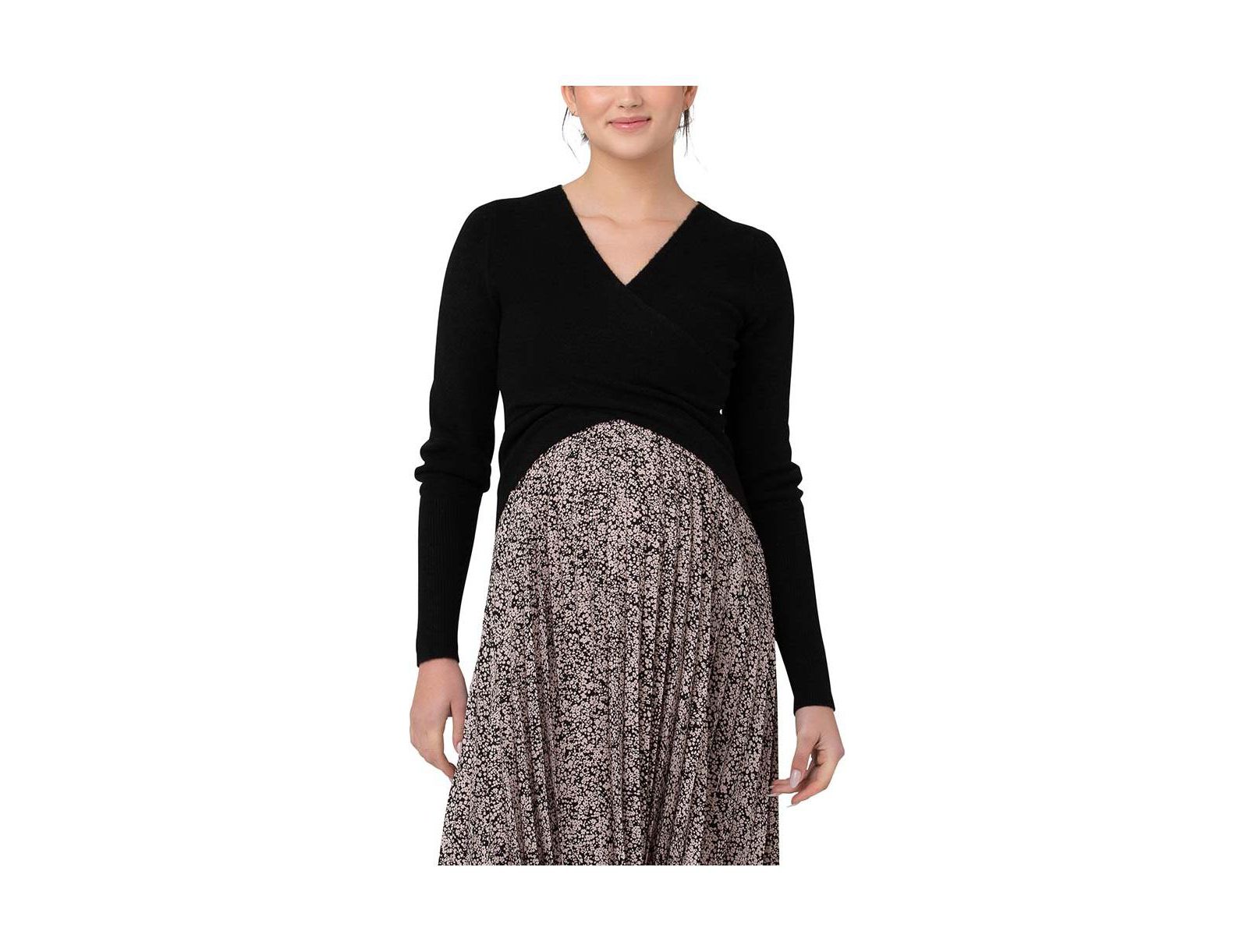 Ripe Maternity Maternity Ripe Willa Cross Front Nursing Knit Top Black
