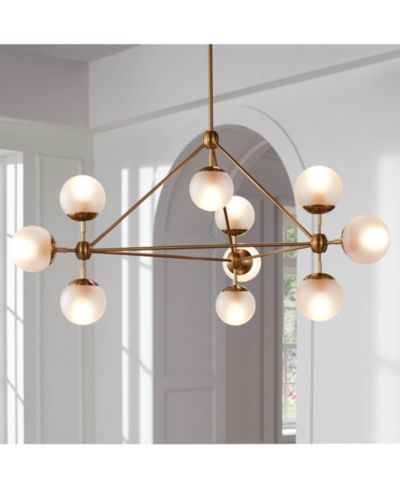 Подвежная люстра Possini Euro Design Gable, современный стиль Mid Century Modern, плафон из матового стекла Sputnik, 10 ламп, ширина 40.50"
