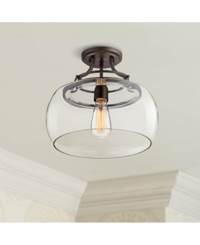 Franklin Iron Works Потолочный светильник Charleston Industrial Rustic Farmhouse Bronze LED Clear Glass