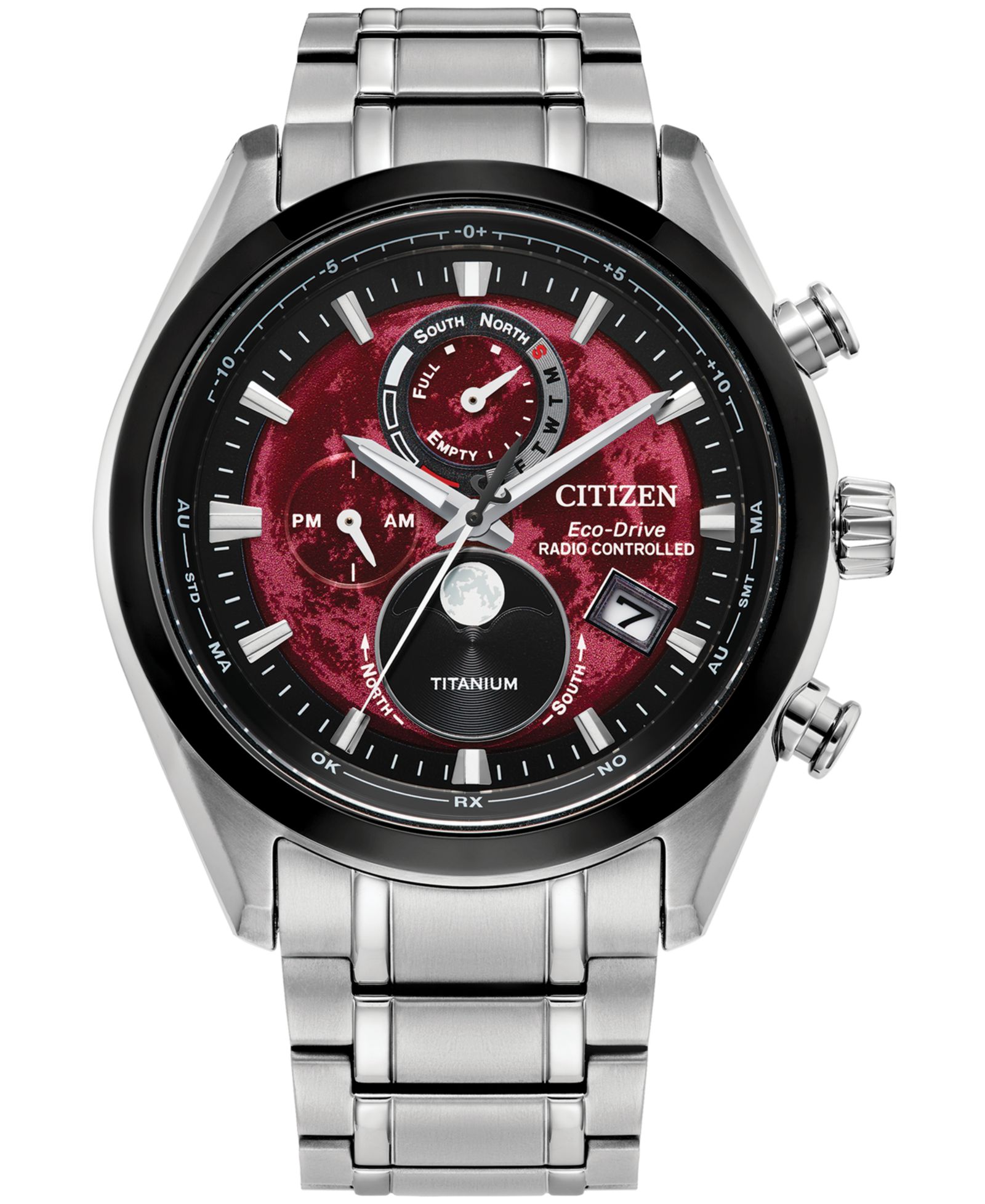 Мужские часы Citizen Tsuki-yomi A-T Chronograph Silver-Tone Titanium