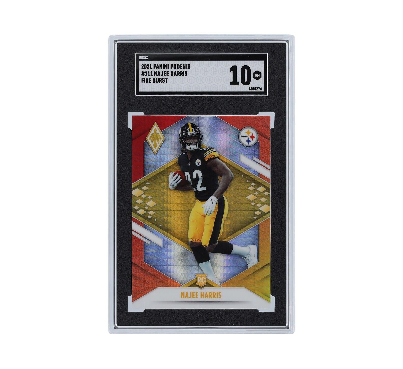 Коллекционная карточка Наджи Харрис Pittsburgh Steelers 2021 Panini America Phoenix Fire Burst #111 SGC Authenticated 10 Rookie Card
