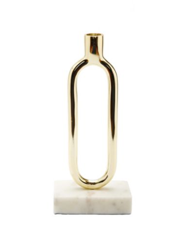 Classic Touch Loop Taper Candle Holder On Marble Base, 11.75" H