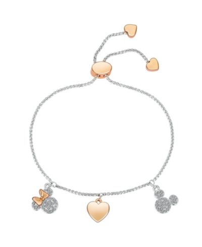 Браслет-шарм Disney Unwritten Crystal Mickey and Minnie Mouse Rose Gold-Plated Hearts