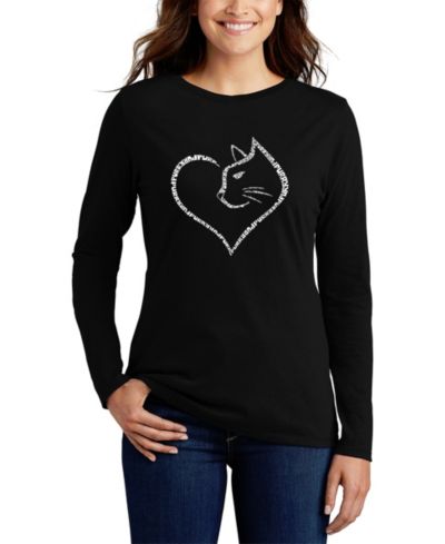 Мужская футболка LA Pop Art Cat Heart Word Art с длинным рукавом