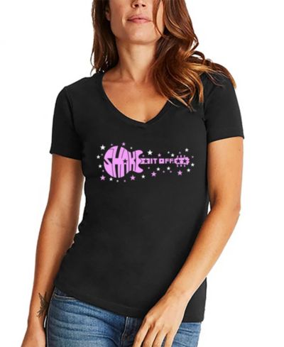 LA Pop Art Women's Shake It Off Word Art V-neck T-shirt