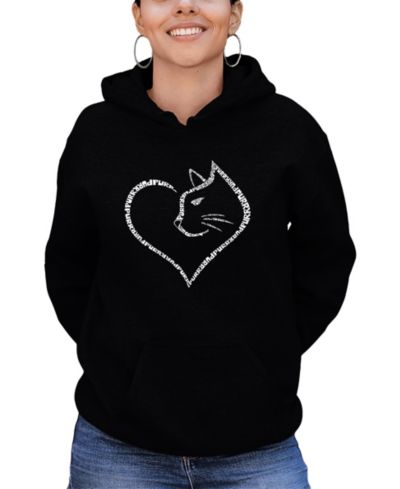 Женская толстовка LA Pop Art Cat Heart Word Art Hooded Sweatshirt
