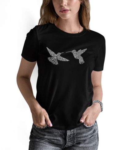 Футболка LA Pop Art Women's Hummingbirds Word Art Short Sleeve