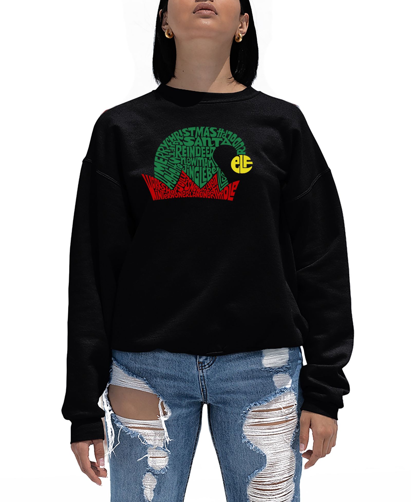 Женский свитшот LA Pop Art Christmas Elf Hat