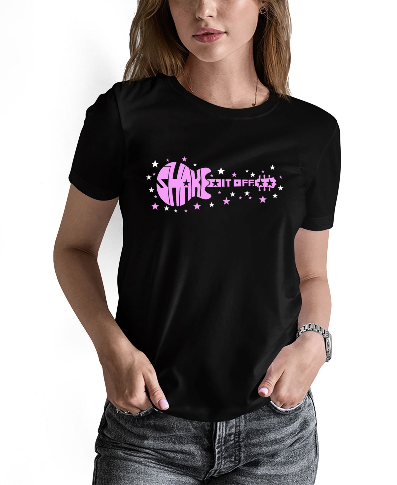 LA Pop Art Women's Shake It Off Word Art Short Sleeve T-shirt