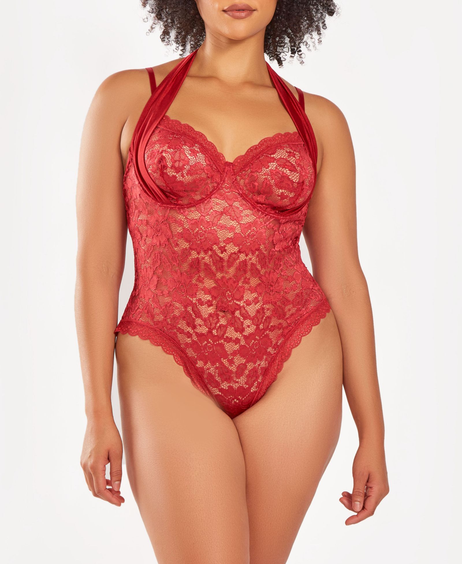 iCollection Plus Size 1 Piece Underwire Stretch Lace Lingerie Bodysuit