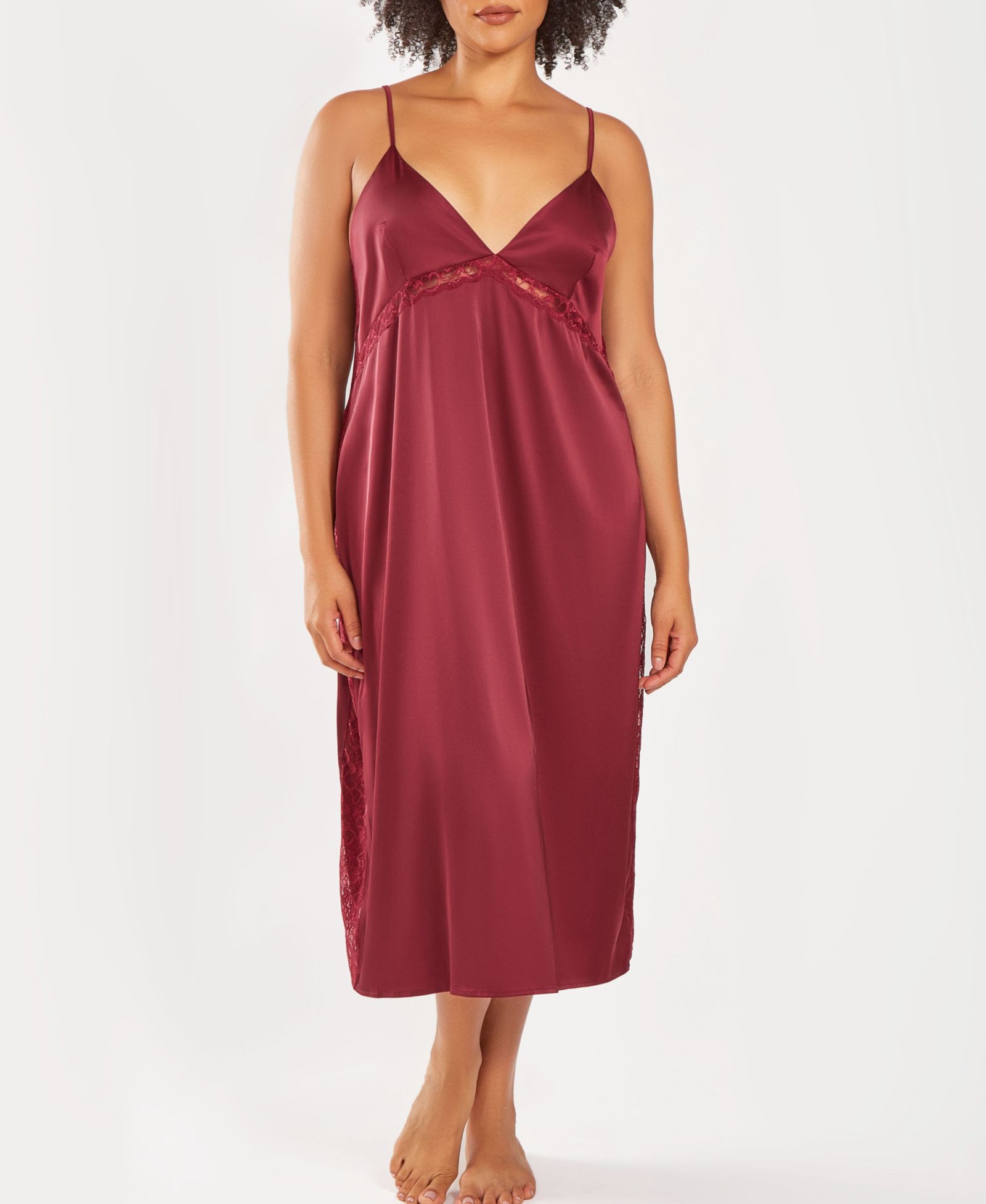iCollection ночная сорочка Plus Size шелковая с открытой спиной и кружевом