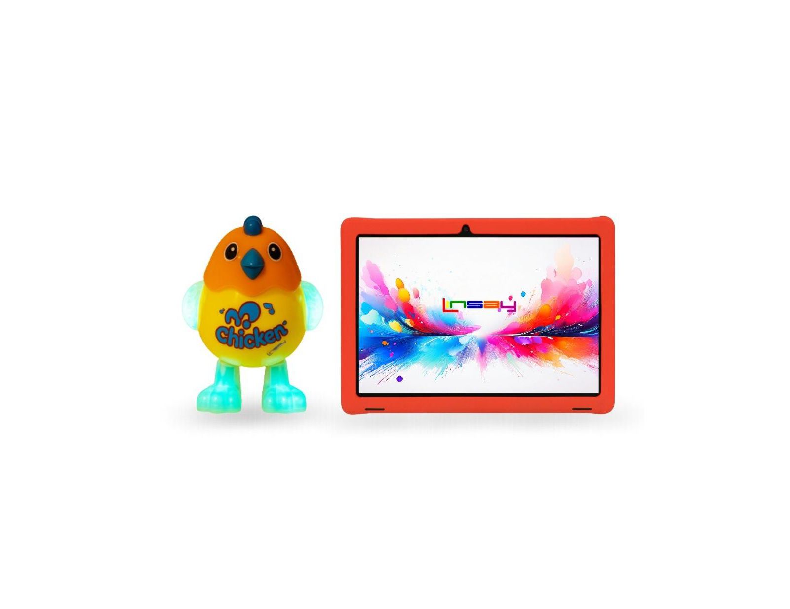 Планшет LINSAY 10.1" Super Bundle Kids Octa Core 256GB with Red Defender Case and Smart Chicken Toy Lights and Music Android 15